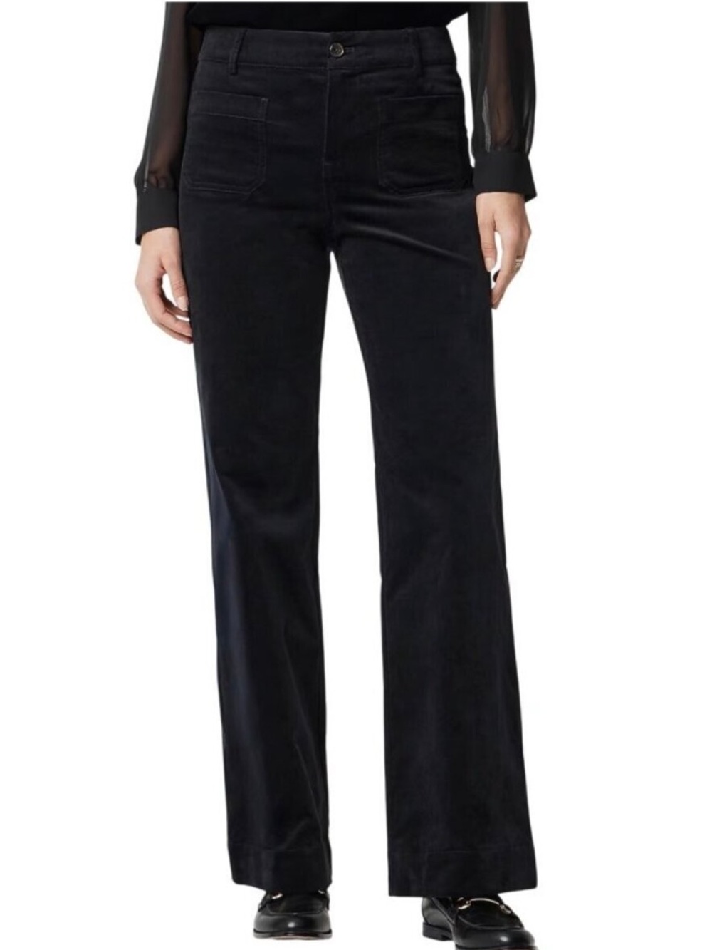 NWOT J. Crew Lizzie Black Velvet Wide-Leg Pants Size 12/31